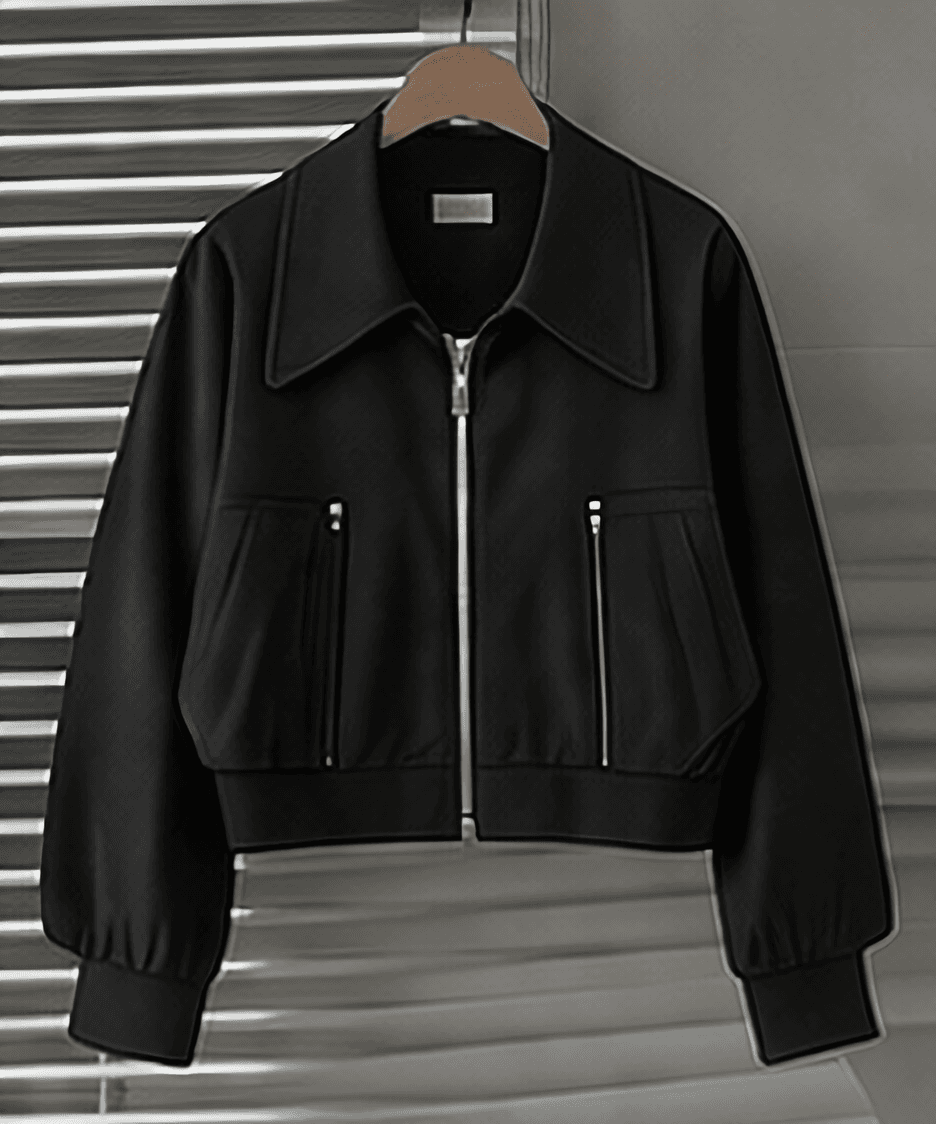 クロップドレザーブルゾン