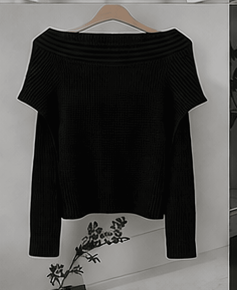 オフショルリブニット